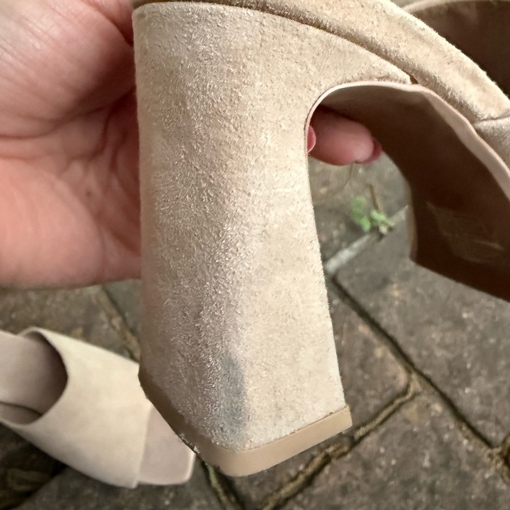 Jeffrey Campbell Tan Mules with Geometric Heel - Picture 9 of 15